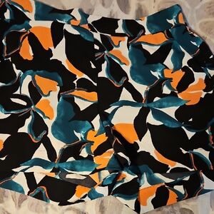 Nine West Teal, Orange, Black Abstract Floral Mini Shorts